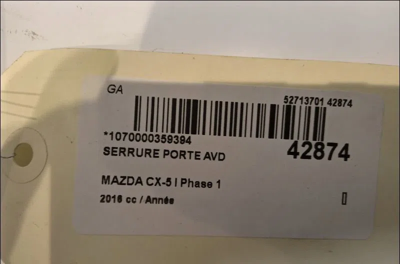 Serrure porte avd Mazda CX-5 (KE, GH) 2.2 d awd (ke102) (2012-2017) 5 portes occasion