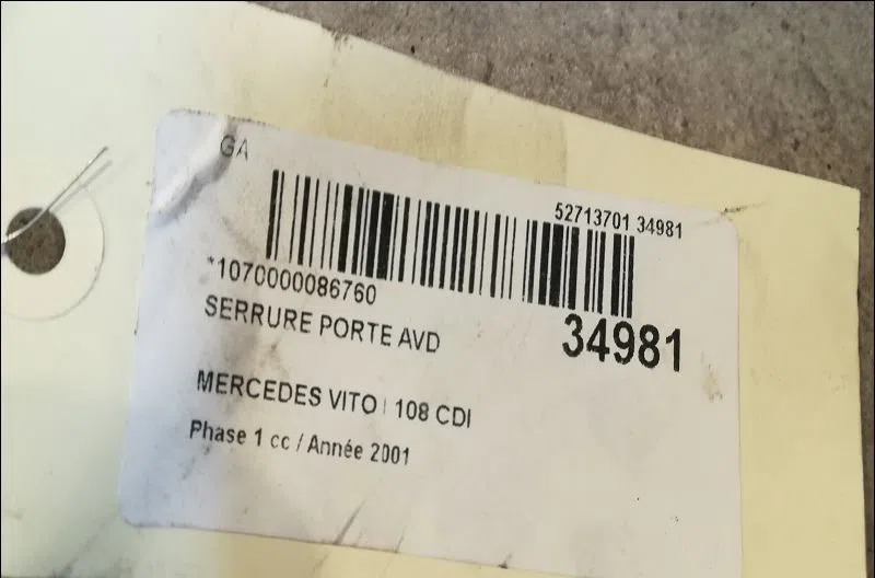 Serrure porte avd Mercedes-benz VITO Camionnette (W638) 108 cdi 2.2 (638.094) (1999-2003) occasion