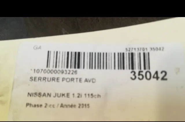 Serrure porte avd Nissan JUKE (F15) 1.2 dig-t (2014) occasion