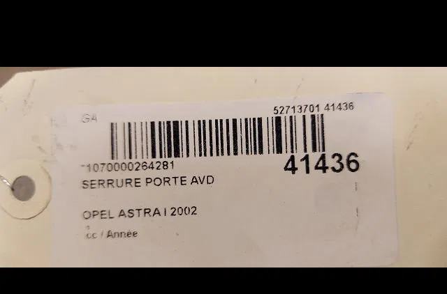 Serrure porte avd Opel ASTRA G Break (T98) 2.0 dti 16v (f35) (1999-2004) 5 portes occasion