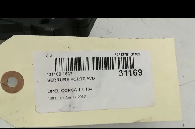 Serrure porte avd OPEL CORSA III 2002 occasion