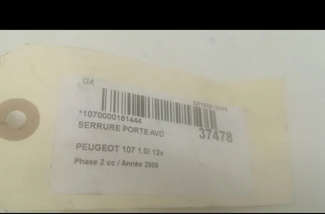 Serrure porte avd Peugeot 107 (PM_, PN_) 1.0 (2005-2014) 3 portes occasion