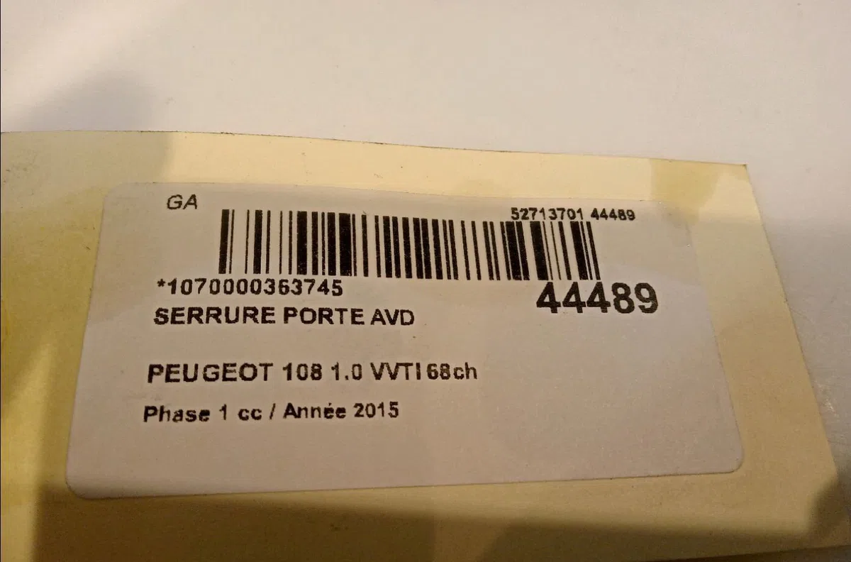 Serrure porte avd Peugeot 108 1.0 vti (2014) occasion