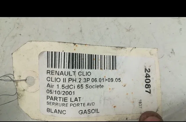 Serrure porte avd RENAULT CLIO II 2001 occasion