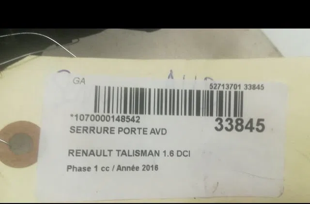 Serrure porte avd Renault TALISMAN (LP_) 1.6 dci 160 (2015) occasion