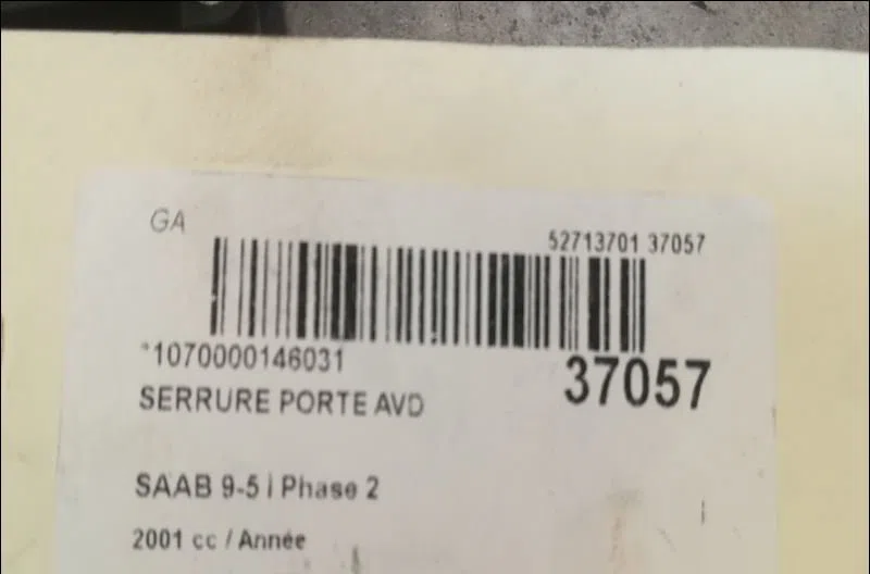 Serrure porte avd Saab 9-5 Break (YS3E) 3.0 tid (2001-2005) occasion