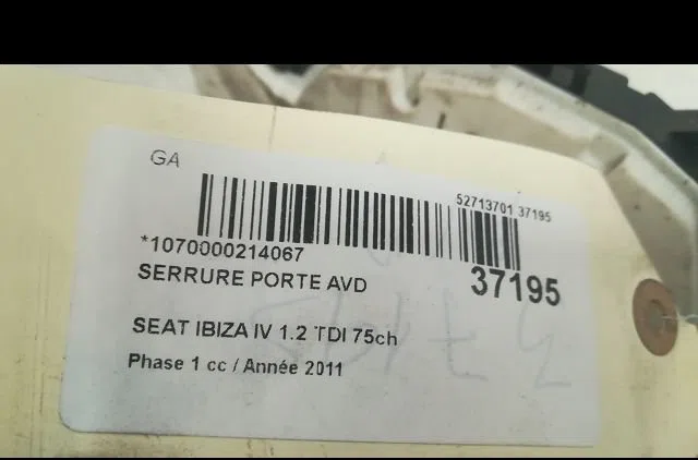Serrure porte avd Seat IBIZA IV (6J5, 6P1) 1.2 tdi (2010-2015) occasion