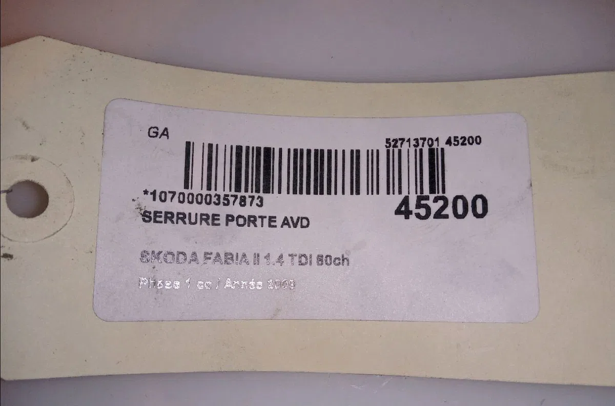 Serrure porte avd Skoda FABIA II (542) 1.4 tdi (2007-2010) occasion