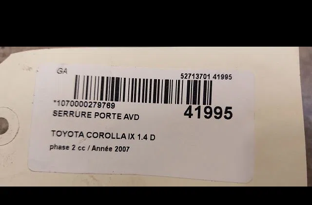 Serrure porte avd Toyota COROLLA (_E12_) 1.4 d (nde120_) (2004-2007) 5 portes occasion