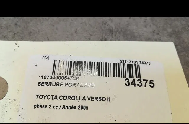 Serrure porte avd TOYOTA COROLLA VERSO II 2005 occasion
