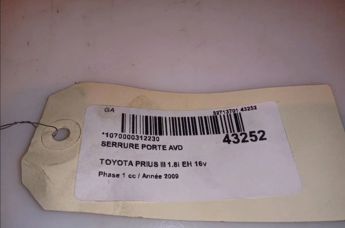 Serrure porte avd Toyota PRIUS (_W3_) 1.8 hybrid (zvw3_) (2008) occasion