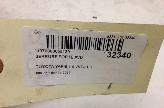 Serrure porte avd TOYOTA YARIS III 2013 occasion