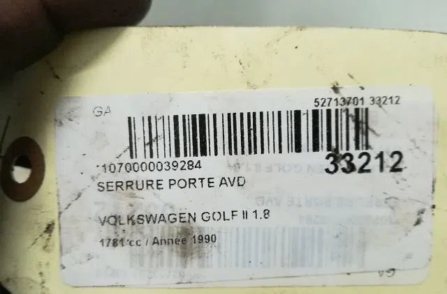 Serrure porte avd VOLKSWAGEN GOLF II 1990 occasion