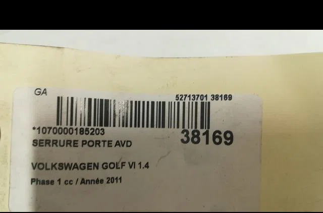 Serrure porte avd Volkswagen GOLF VI (5K1) 1.4 (2008-2012) 5 portes occasion