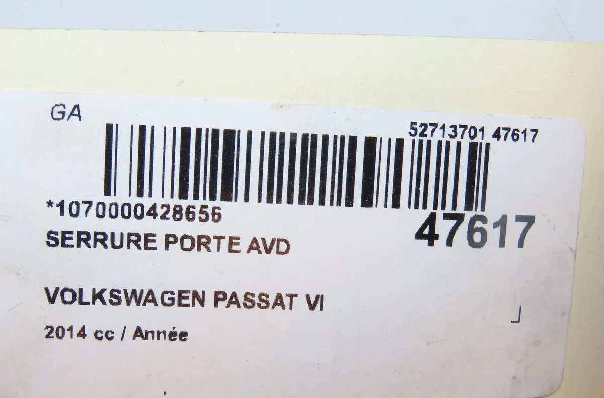 Serrure porte avd Volkswagen PASSAT B7 (362) 2.0 tdi 4motion (2010-2014) occasion