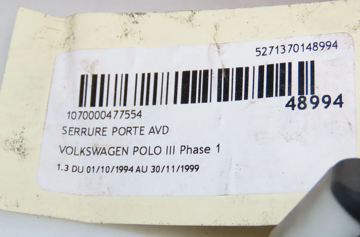 Serrure porte avd Volkswagen POLO III (6N1) 55 1.3 (1994-1997) occasion
