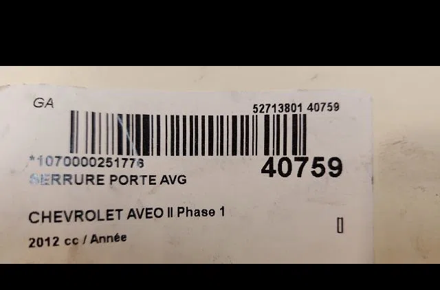 Serrure porte avg CHEVROLET AVEO II 2012 occasion