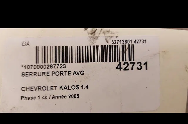 Serrure porte avg Chevrolet AVEO - KALOS 3-5 portes (T200) 1.4 (2005-2008) occasion
