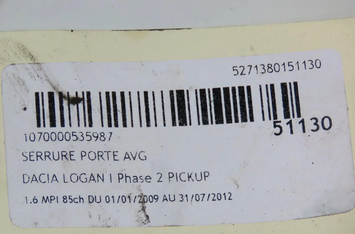 Serrure porte avg Dacia LOGAN EXPRESS (FS_) 1.6 mpi 85 (2010) occasion
