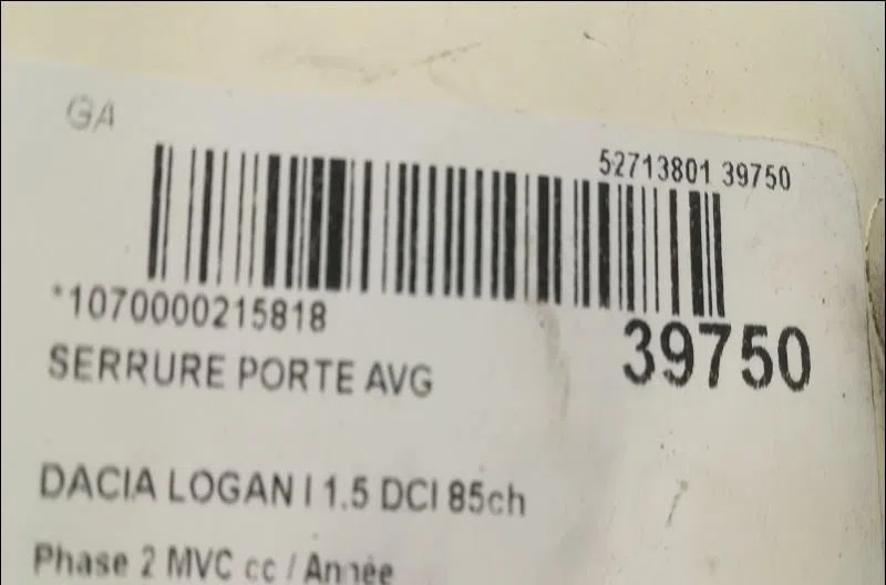 Serrure porte avg Dacia LOGAN MCV (KS_) 1.5 dci (ks0w) (2007-2012) 5 portes occasion