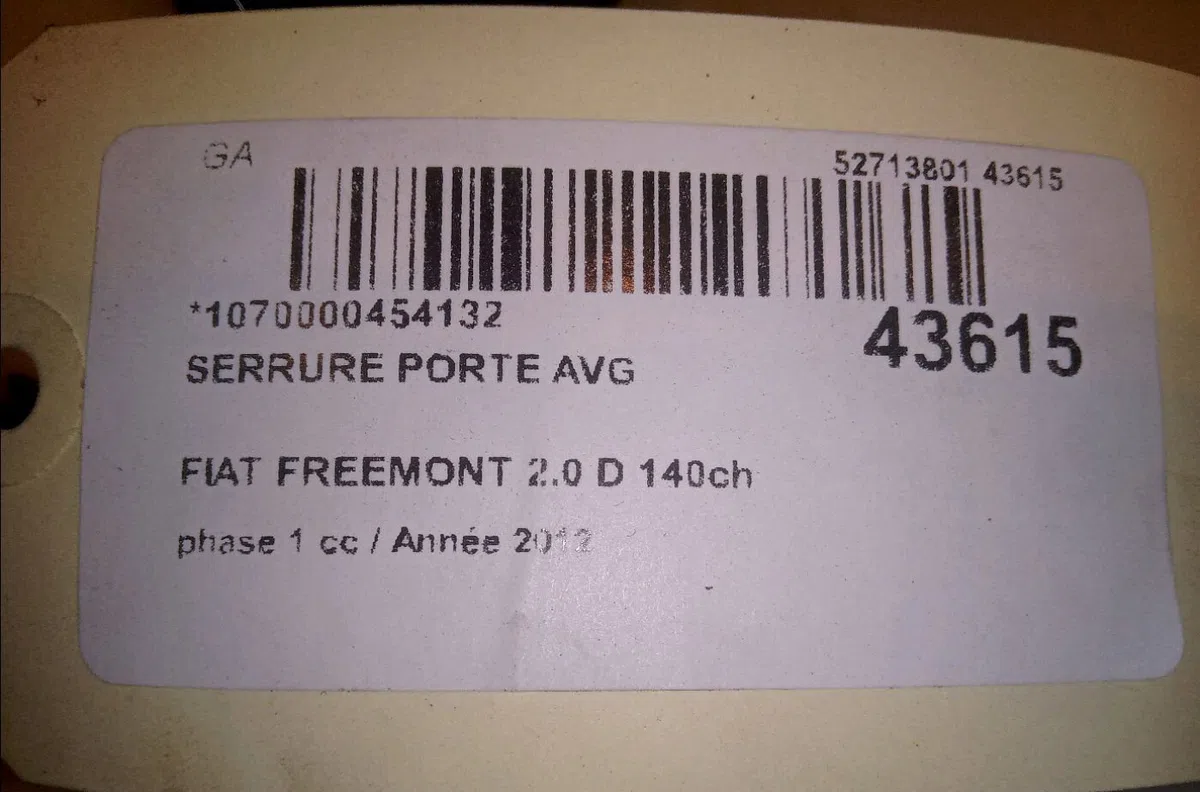 Serrure porte avg Fiat FREEMONT (345_) 2.0 jtd (2011) occasion