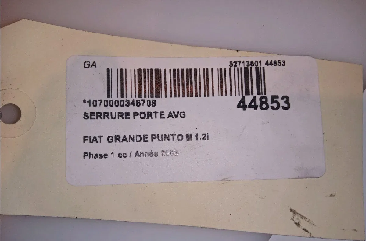 Serrure porte avg Fiat GRANDE PUNTO (199_) 1.2 (2005) occasion