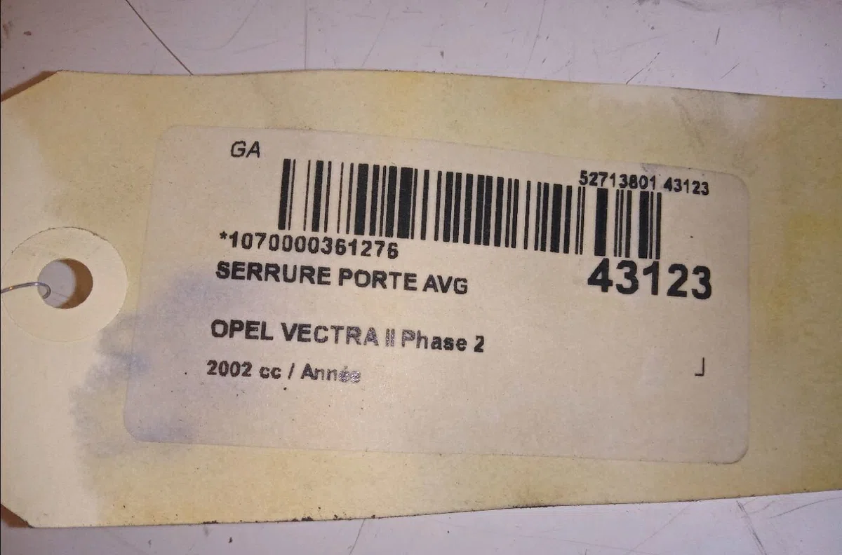 Serrure porte avg Opel VECTRA C (Z02) 2.2 16v (f69) (2002-2008) occasion