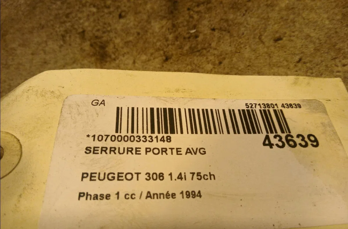 Serrure porte avg Peugeot 306 3-5 portes (7A, 7C, N3, N5) 1.4 (1993-2001) 5 portes occasion