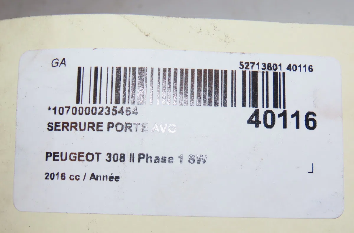 Serrure porte avg Peugeot 308 SW II (LC_, LJ_, LR_, LX_, L4_) 1.2 thp 130 (2014-2021) occasion