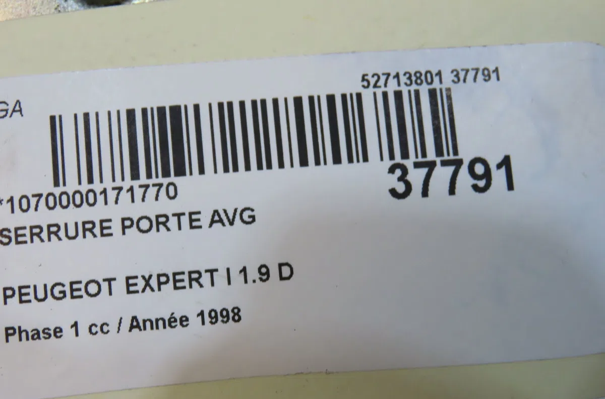 Serrure porte avg Peugeot EXPERT Camionnette (222) 1.9 d 70 (1998-2006) occasion