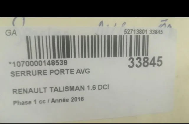 Serrure porte avg Renault TALISMAN (LP_) 1.6 dci 160 (2015) occasion