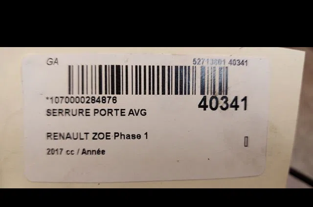 Serrure porte avg Renault ZOE (BFM_) Zoe (2012) 5 portes occasion
