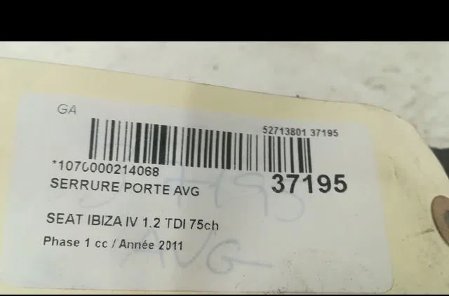 Serrure porte avg Seat IBIZA IV (6J5, 6P1) 1.2 tdi (2010-2015) occasion
