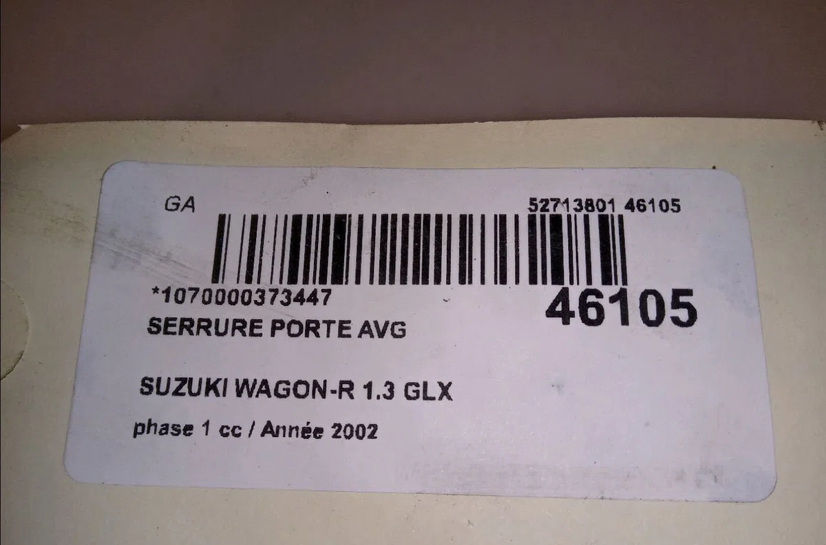 Serrure porte avg Suzuki WAGON R 3-5 portes (MM) 1.3 (rb 413) (2000-2004) occasion