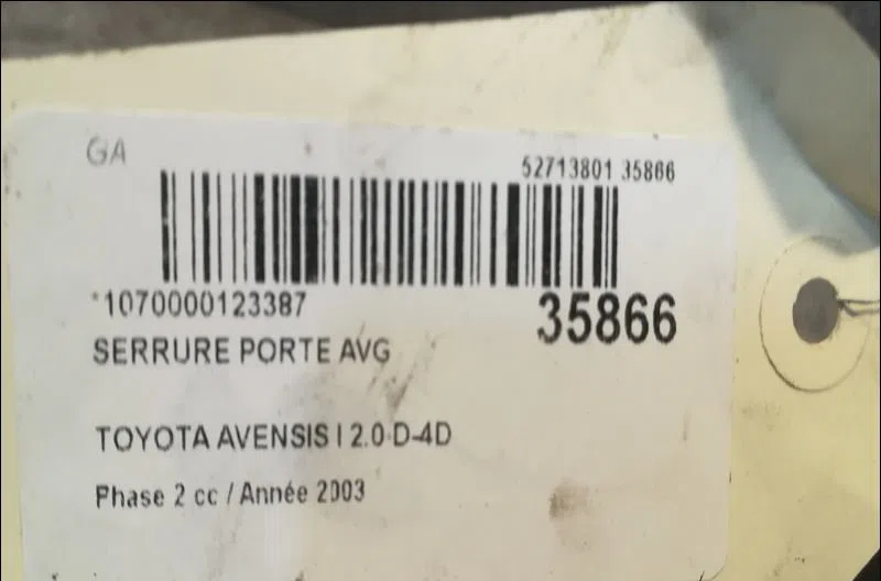 Serrure porte avg Toyota AVENSIS (_T25_) 2.0 d-4d (cdt250_) (2003-2008) occasion