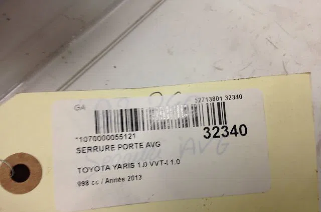 Serrure porte avg TOYOTA YARIS III 2013 occasion
