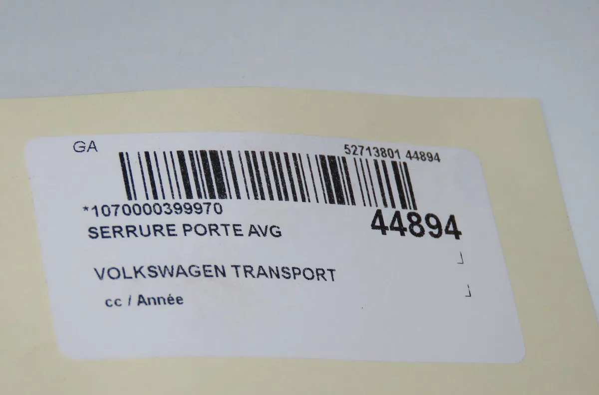 Serrure porte avg VOLKSWAGEN TRANSPORT 2020 occasion