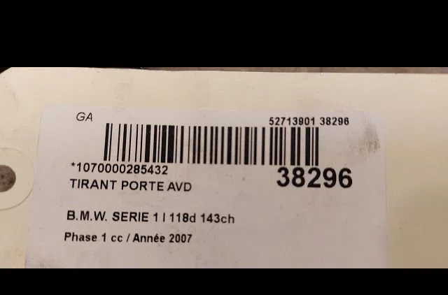 Tirant porte avd Bmw 1 (E87) 118 d (2004-2007) 5 portes occasion
