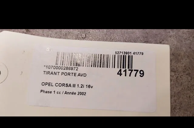 Tirant porte avd Opel CORSA C (X01) 1.2 (f08, f68) (2000-2009) occasion