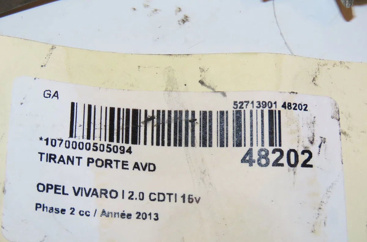 Tirant porte avd OPEL VIVARO I 2013 occasion