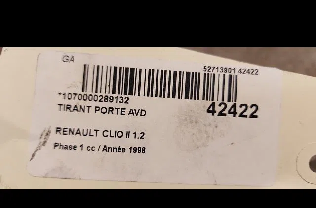 Tirant porte avd Renault CLIO II (BB_, CB_) 1.2 (bb0a, bb0f, bb10, bb1k, bb28, bb2d, bb2h, cb0a,... (1998-2010) 5 portes