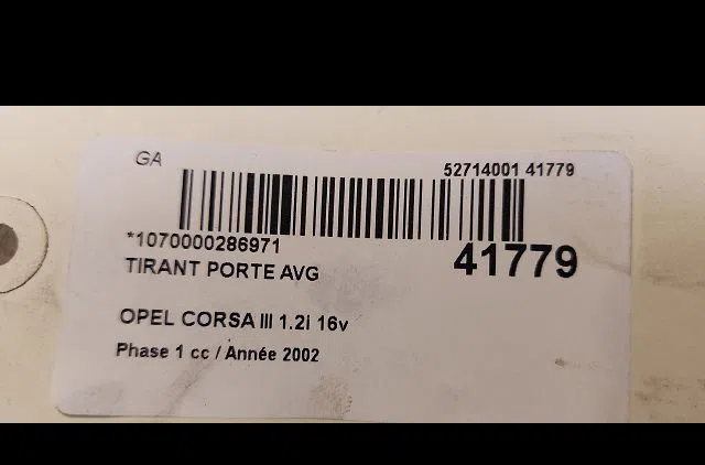 Tirant porte avg Opel CORSA C (X01) 1.2 (f08, f68) (2000-2009) occasion