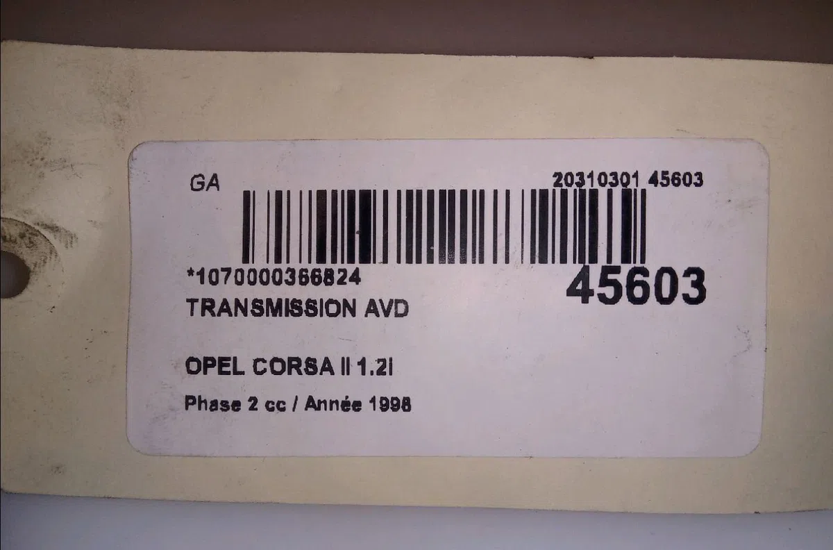 Transmission avant droite Opel CORSA B (S93) 1.2 i 16v (f08, f68, m68) (1998-2000) 5 portes occasion