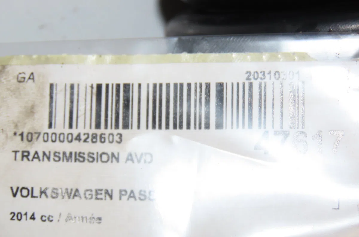 Transmission avant droite Volkswagen PASSAT B7 (362) 2.0 tdi 4motion (2010-2014) occasion