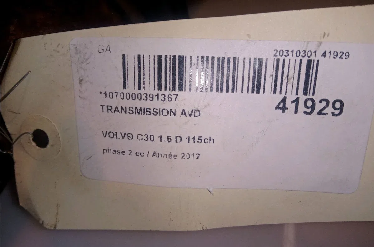 Transmission avant droite Volvo C30 (533) D2 (2010-2012) occasion