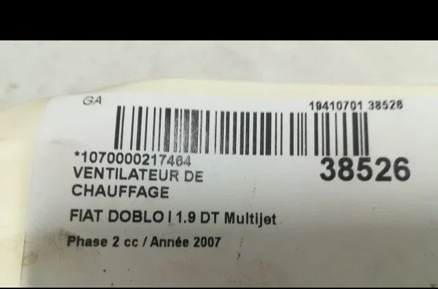Ventilateur de chauffage Fiat DOBLO Monospace (119_, 223_) 1.9 jtd (2003) occasion