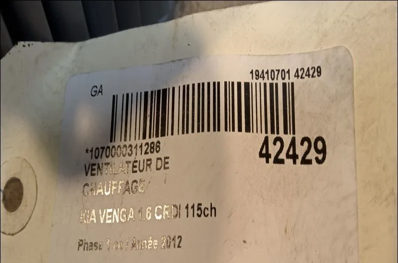 Ventilateur de chauffage Kia VENGA (YN) 1.6 crdi 115 (2010) occasion