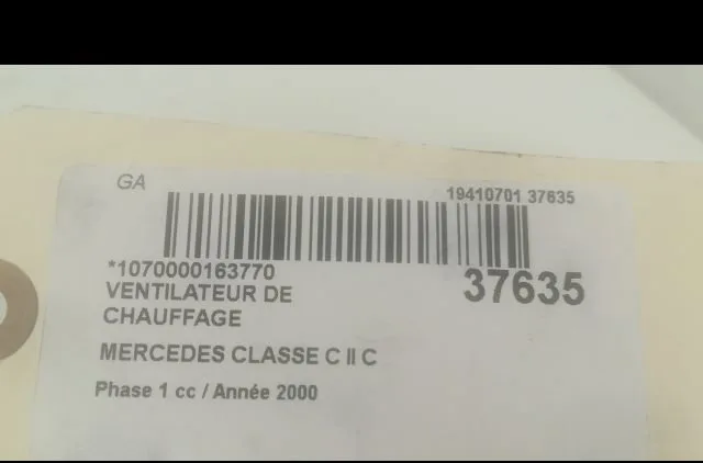 Ventilateur de chauffage Mercedes-benz CLASSE C (W203) C 200 cdi (203.004) (2000-2003) 4 portes occasion