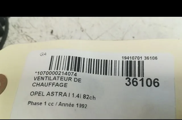 Ventilateur de chauffage Opel ASTRA F 3-5 portes (T92) 1.4 si (f08, m08, f68, m68) (1992-1998) occasion