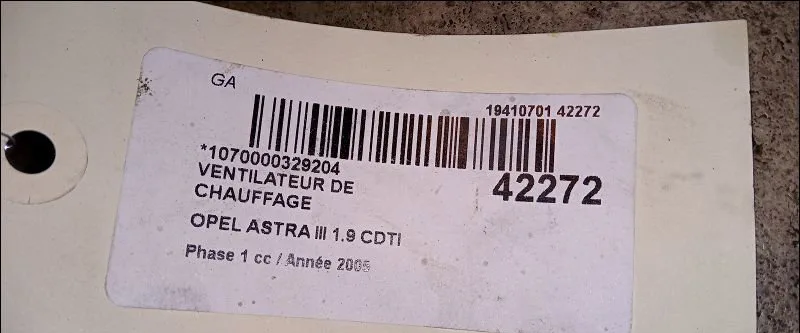 Ventilateur de chauffage Opel ASTRA H (A04) 1.9 cdti 16v (l48) (2004-2010) occasion